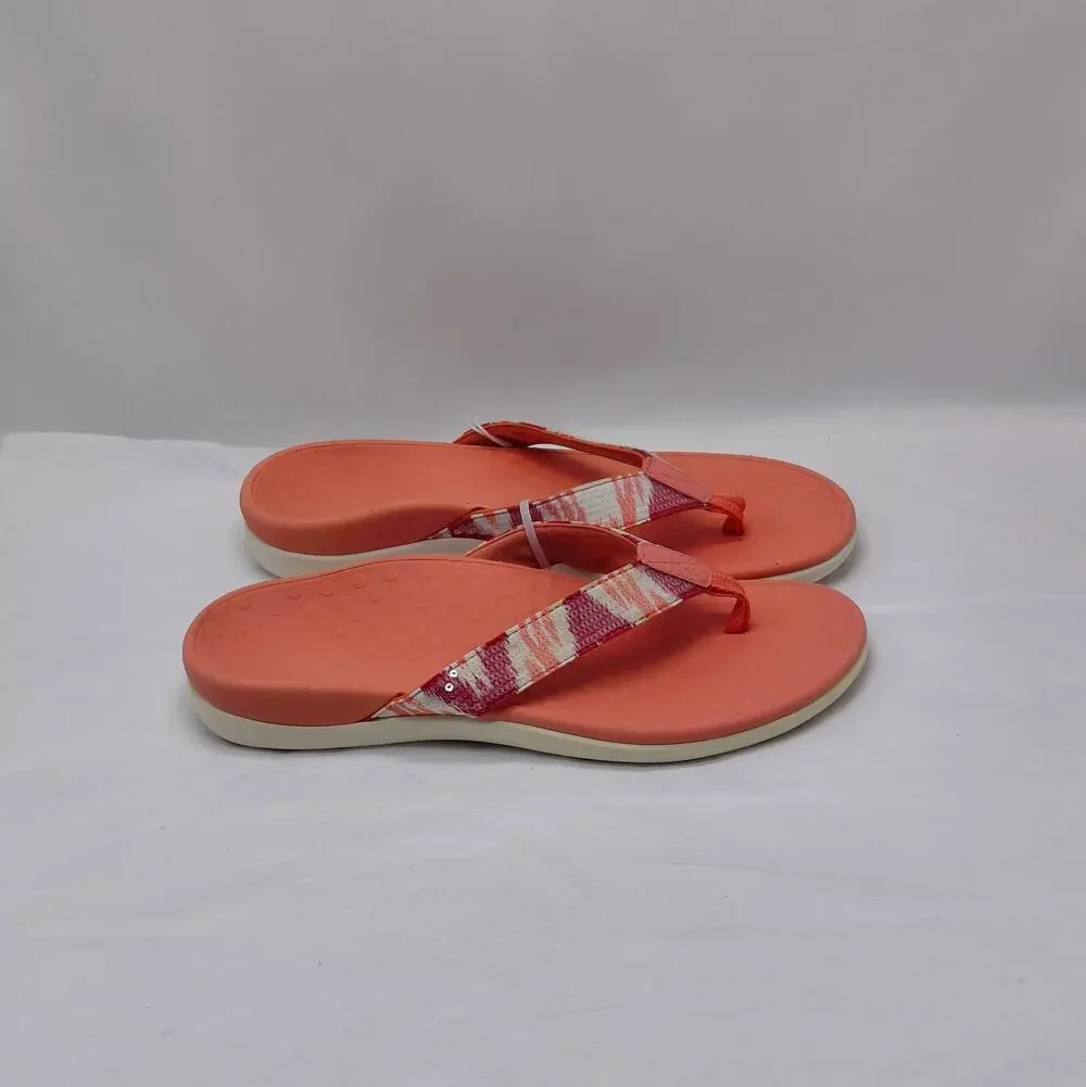 Vionic Womens Flip Flop Sandals Size 7 Sequin Comfort Vacation Resort Chic Flats